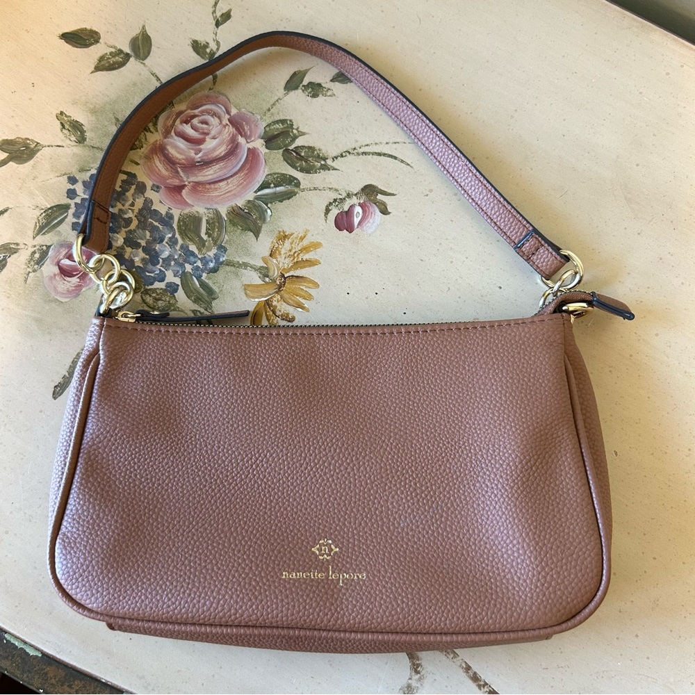 Nanette Lepore Tan Pebbled Faux Leather Handbag Purse